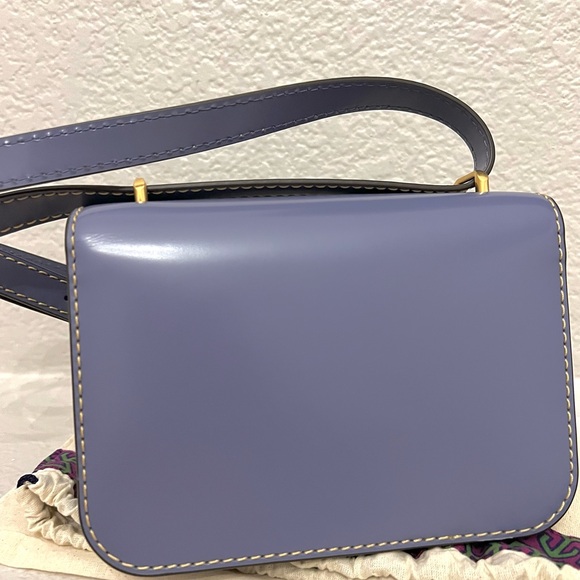 Tory Burch Eleanor Spazzolato Small Convertible Crossbody Bag Dark Lotus - Picture 3 of 8